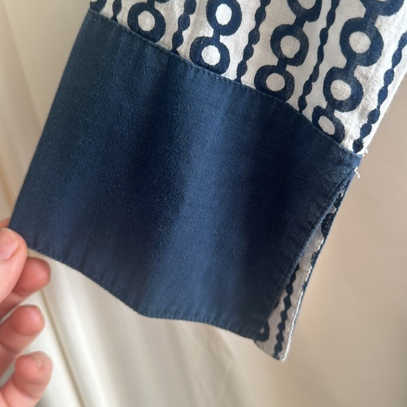 Gretchen Scott Designs women’s size XS 100% Cotton Tunic. White and Navy Blue - Picture 4 of 5